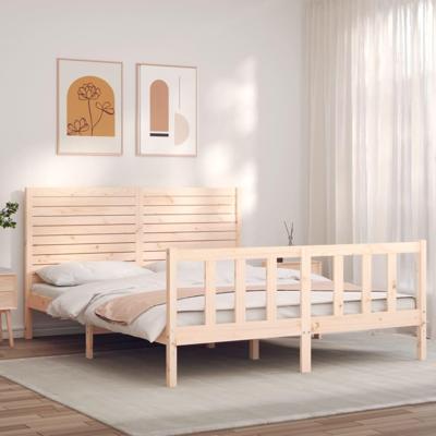 Bedframe met hoofdbord massief hout