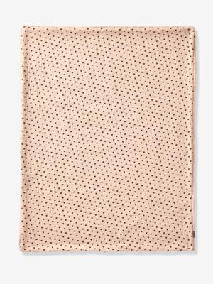 Deken van katoengaas en imitatiebont LOVELY LÉO roze, bedrukt