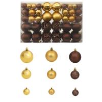 VidaXL 100-delige kerstballenset 3/4/6 cm bruin/bronskleur/goudkleurig - thumbnail