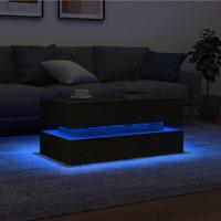 Salontafel met LED-verlichting 90x50x40 cm zwart eiken - thumbnail