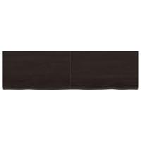 Wastafelblad 140x40x(2-4) cm behandeld massief hout donkerbruin - thumbnail