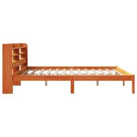 Bedframe met hoofdbord massief grenenhout wasbruin 200x200 cm - thumbnail