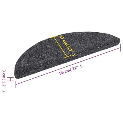 VidaXL Trapmatten zelfklevend 15 stuks 56x17x3 cm donkergrijs halfrond