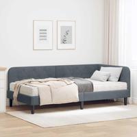 Hoekbedframe met matras Donkergrijs 90 x 190 cm Fluweel - thumbnail