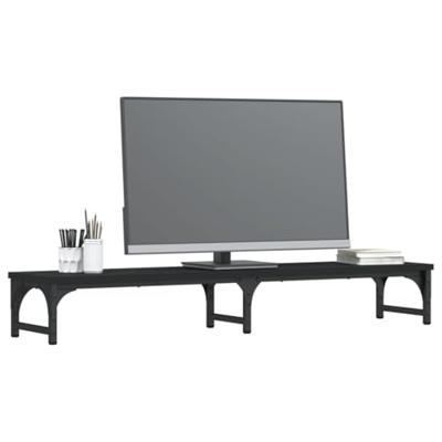 Monitorstandaard 105x23x15,5 cm bewerkt hout zwart - thumbnail