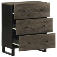 Dressoir 60x33x75 cm massief mangohout zwart - thumbnail