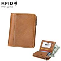 8231 antimagnetische RFID mannen Fashion Crazy Horse Textyure lederen portemonnee kaart tas (bruin) - thumbnail