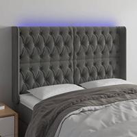 Hoofdbord LED 147x16x118/128 cm fluweel donkergrijs - thumbnail