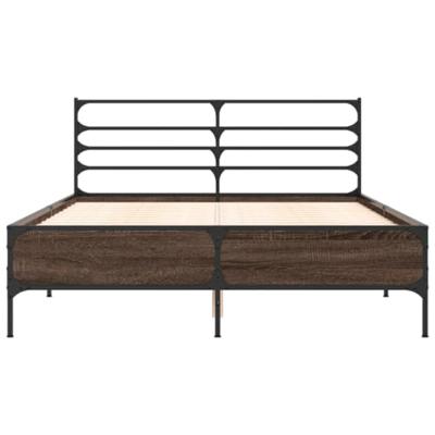Bedframe bewerkt hout metaal bruin eikenkleur 135x190 cm