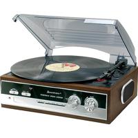 Soundmaster PL186H Retro Vintage Nostalgische platenspeler met ingebouwde luidsprekers en radio hoofdtelefoonaansluiting 3 snelheden 33/45/78 RPM stereoluidsprekers - thumbnail