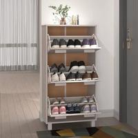 VidaXL Schoenenkast hamar 59,5x35x117 cm massief grenenhout wit - thumbnail