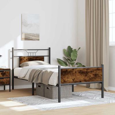Bedframe zonder matras metaal gerookt eikenkleurig 160x200 cm