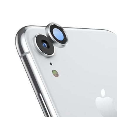Titanium legering metalen camera lens beschermer gehard glas film voor iPhone XR (zilver)