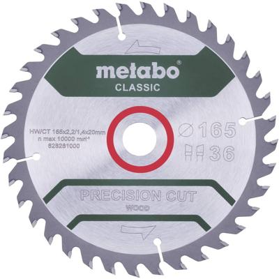 Metabo Precision cut Wood - Classic 165X20 Z42 WZ 5° 628027000 Hardmetaal-cirkelzaagblad 165 x 20 x 1.2 mm Aantal tanden: 42 1 stuk(s)