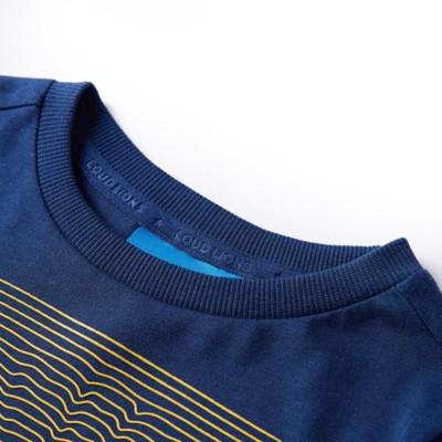 Kindershirt met lange mouwen snowboardprint 128 marineblauw - thumbnail
