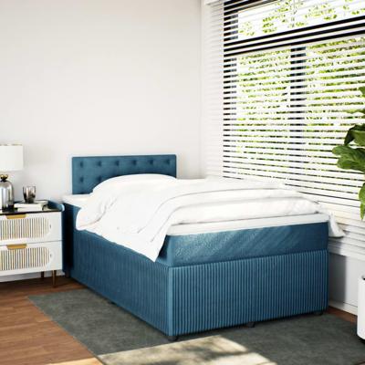 Boxspring met matras fluweel blauw 120x200 cm - thumbnail