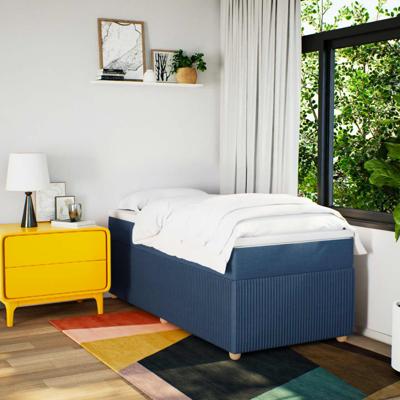 Boxspring met matras stof blauw 90x190 cm - thumbnail