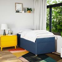 Boxspring met matras stof blauw 90x190 cm - thumbnail