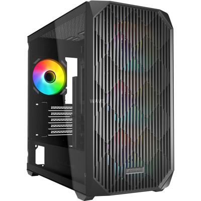 Sharkoon mk3 rgb mini tower behuizing (zwart | 2x usb-a | 1x usb-c | rgb | tempered glass)