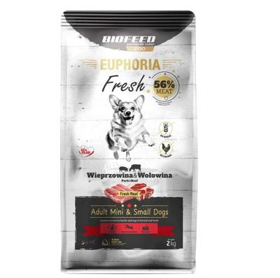 BIOFEED Euphoria Fresh Adult Mini & Small Pork with beef - droog hondenvoer - 2kg BIOFEED Euphoria Fresh Adult Mini & Small Pork with beef - droog hondenvoer - 2kg