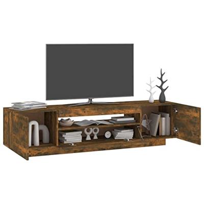 Tv-meubel met LED-verlichting 160x35x40 cm gerookt eikenkleurig