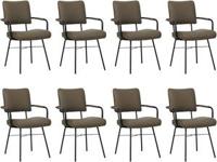 Set van 8 Bruine leren industriële design eetkamerstoelen Solid - Toledo Leer Moss (bruin leer) - thumbnail