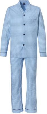 Lichtblauw geruite doorknoop Pyjama Robson