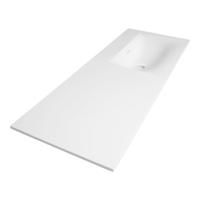 Brauer Glacier Wastafel Asymmetrisch - 120 met 1 Spoelbak Rechts en 0 Kraangaten - Fine Stone Mat Wit - thumbnail