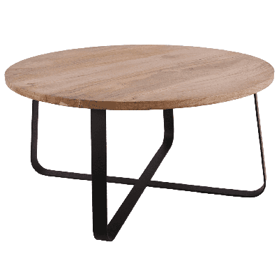 Bijzettafel Goteborg Ø80 cm mat zwart + mangohout Bijzettafel Goteborg Ø80 cm mat zwart + mangohout