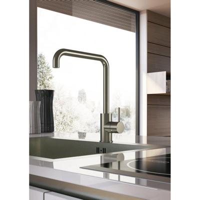 Hotbath Cobber Opbouw keukenmengkraan met draaibare L-uitloop geborsteld messing PVD CB041BBP