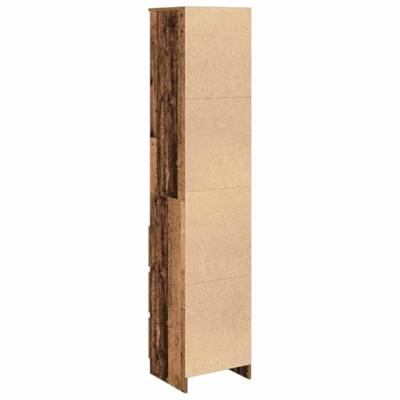 Hoge kast 37,5x35x180 cm bewerkt hout oud houtkleurig - thumbnail