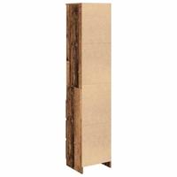 Hoge kast 37,5x35x180 cm bewerkt hout oud houtkleurig - thumbnail