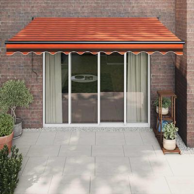 Luifel automatisch uitschuifbaar 3,5x2,5 m oranje en bruin