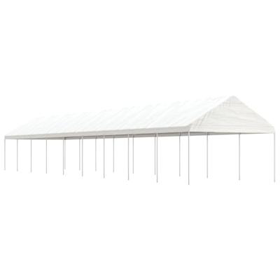 Prieel met dak 20,07x4,08x3,22 m polyetheen wit