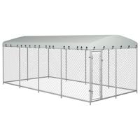 Hondenkennel voor buiten met dak 7,6x3,8x2,3 m - thumbnail