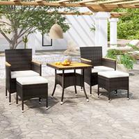 5-delige Tuinset poly rattan en massief acaciahout zwart - thumbnail