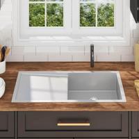 Gootsteen handgemaakt roestvrij staal - thumbnail