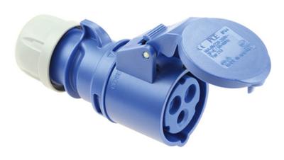 CEE Koppelcontactstop 16A 250V 3-polig IP44 vernikkelde contacten Keraf