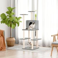 VidaXL Kattenmeubel met sisal krabpalen 144,5 cm lichtgrijs - thumbnail