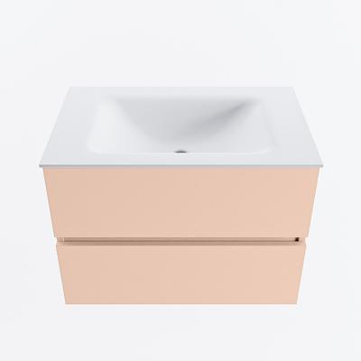 MONDIAZ VICA 70cm badmeubel onderkast Rosee 2 lades. Wastafel CLOUD midden zonder kraangat, kleur Talc.