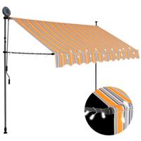 Luifel handmatig uitschuifbaar met LED 300 cm geel en blauw - thumbnail