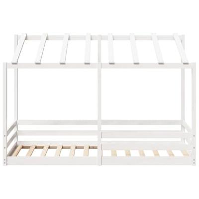 Kinderbed met bedhuis 90x200 cm massief grenenhout wit - thumbnail