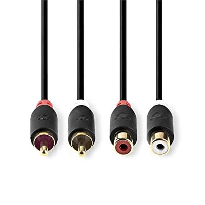 Stereo audiokabel | 2x RCA male - 2x RCA female | 2,0 m | Antraciet