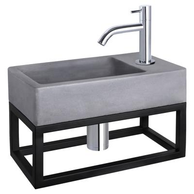 Differnz Differnz Force fonteinset beton donkergrijs - kraan gebogen - met handdoekrek chroom Differnz Differnz Force fonteinset beton donkergrijs - kraan gebogen - met handdoekrek chroom