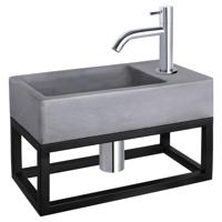 Differnz Differnz Force fonteinset beton donkergrijs - kraan gebogen - met handdoekrek chroom - thumbnail