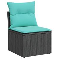6-delige Loungeset met kussens poly rattan zwart - thumbnail