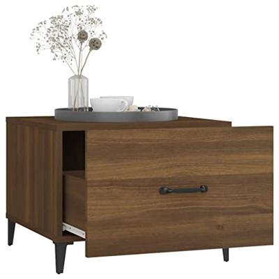 Salontafel met metalen poten 50x50x40 cm bruineikenkleurig - thumbnail
