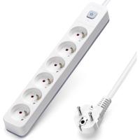 Stekkerdoos met Schakelaar - Verlengsnoer met Schakelaar - Aigi Anzim - 2300W - 6 Stopcontacten - 3 Meter - Wit | België - thumbnail