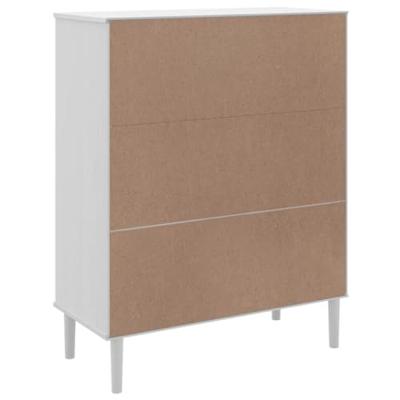 Hoge kast SENJA rattan-look 90x40x112 cm massief grenenhout wit