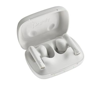 Poly Voyager Free 60 echte draadloze oordopjes - ruisonderdrukkende microfoons voor duidelijke gesprekken - actieve ruisonderdrukking (ANC) - draagbare oplaadcase - compatibel met iPhone, Android, pc/Mac, zoom, teams - wit